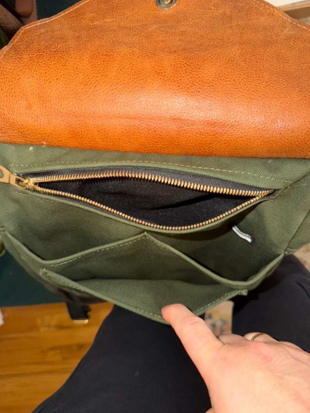 R. Riveter Olive & Black Canvas Backpack - Picture 7 of 8